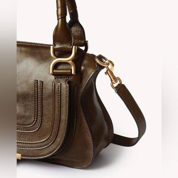 NWT Chloé Small Marcie Double Carry Bag in Dark Khaki - Picture 2 of 11